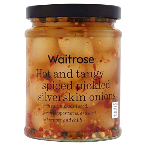 Waitrose Spiced Pickled Onions 295g - Tangy & Flavorful Condiment for Burgers, Sandwiches & Charcuterie Boards