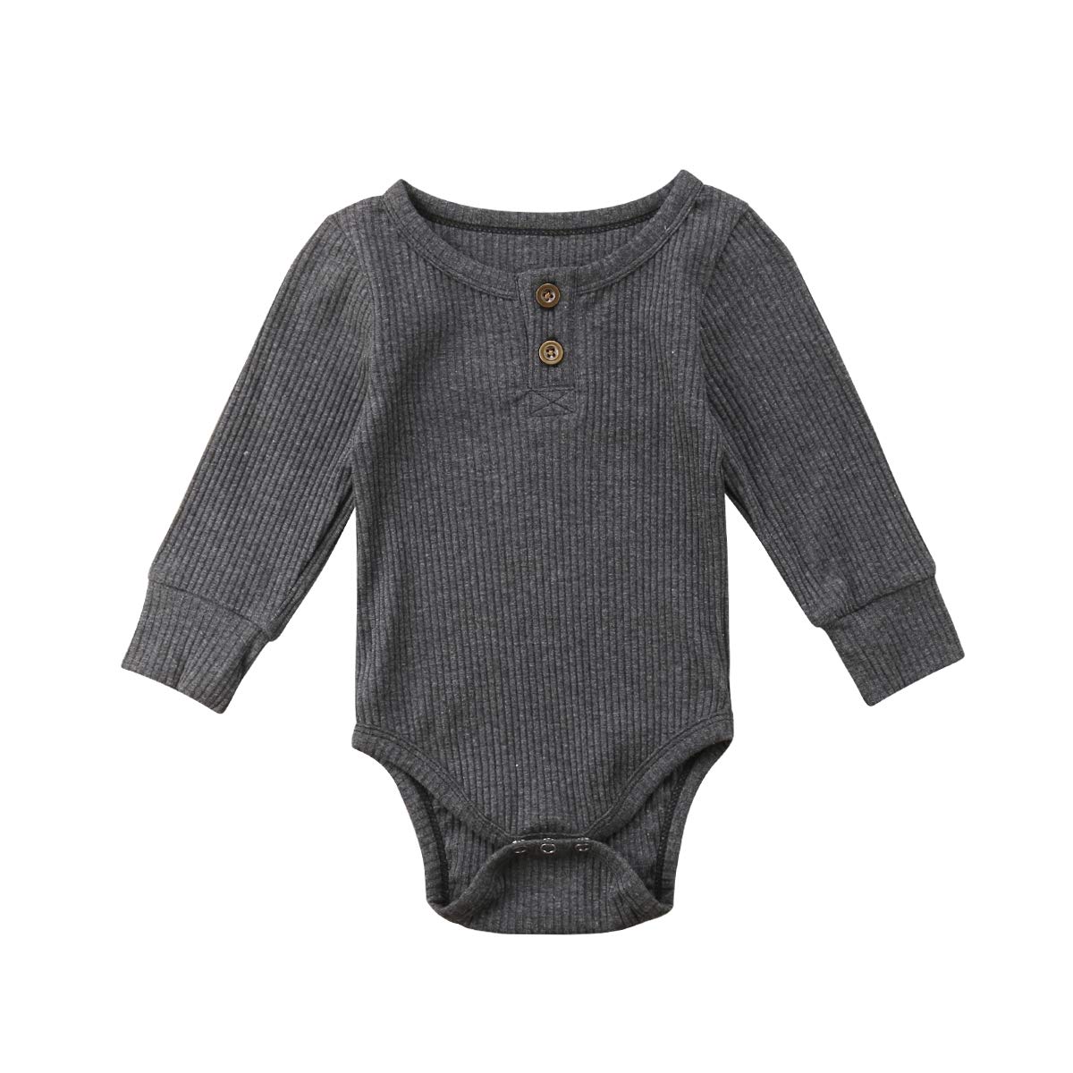 Seyurigaoka Newborn Unisex Baby Solid Bodysuit - Basic Plain Rib Stitch Long Sleeve Romper for Infant Boys & Girls | Soft Cotton Onesie for Everyday Wear, Playtime & Photo Shoots