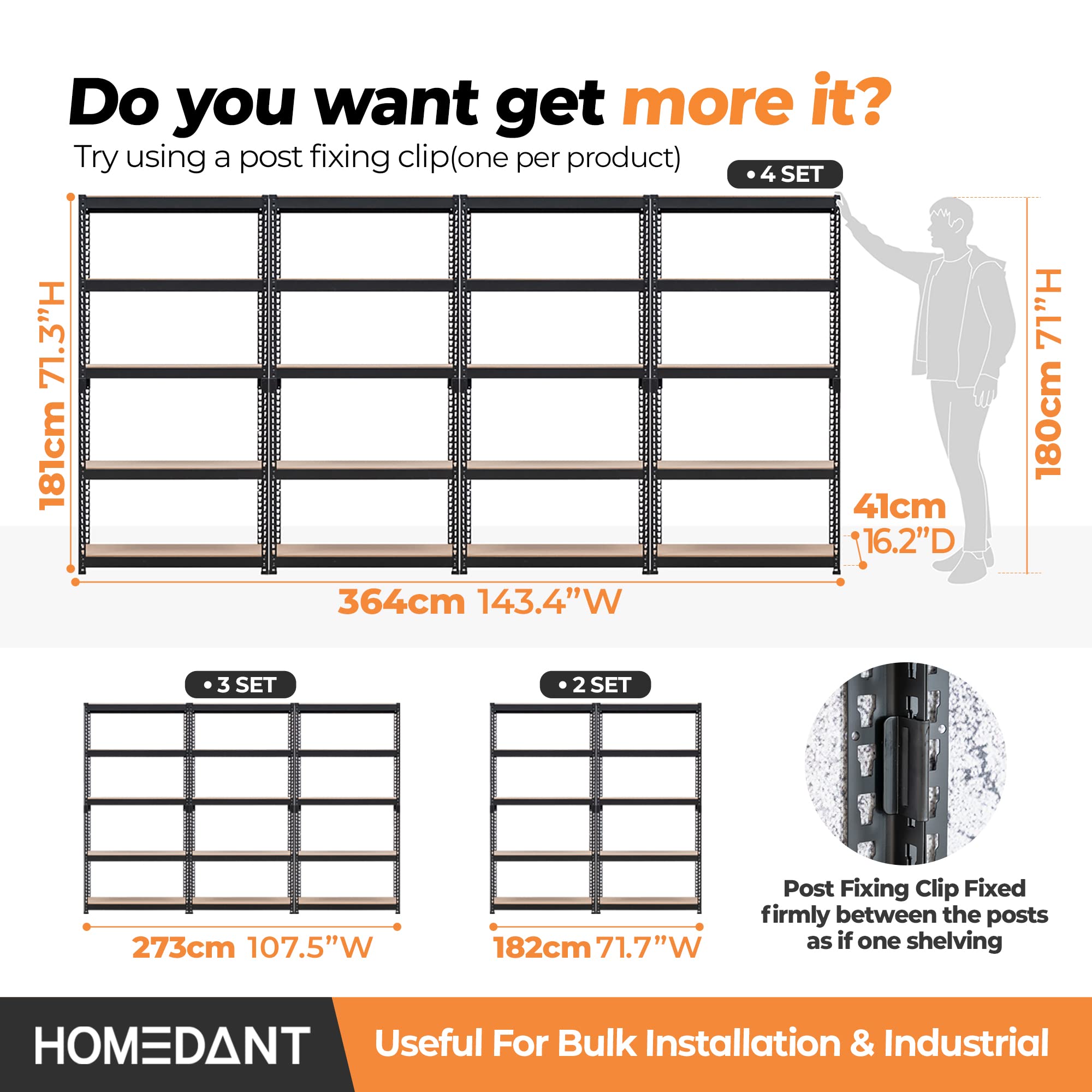 HOMEDANT 5-Tier Heavy Duty Metal Storage Shelves - Adjustable Boltless Utility Rack for Garage, Warehouse, Pantry & Closet - 35.9