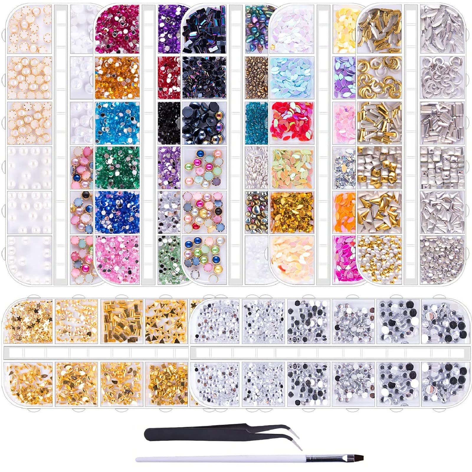 Premium Nail Art Kit with Gems, Sequins & Rhinestones - Multicolor Crystal Glitter for DIY Nail Designs - Perfect for Manicures, Pedicures & Nail Art Parties