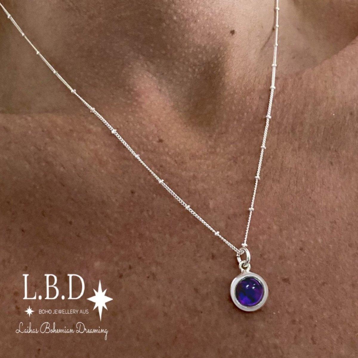 Laihas Mini Round Classic Chic Amethyst Necklace - Elegant Purple Gemstone Jewelry for Women | Perfect for Date Night, Wedding & Special Occasions