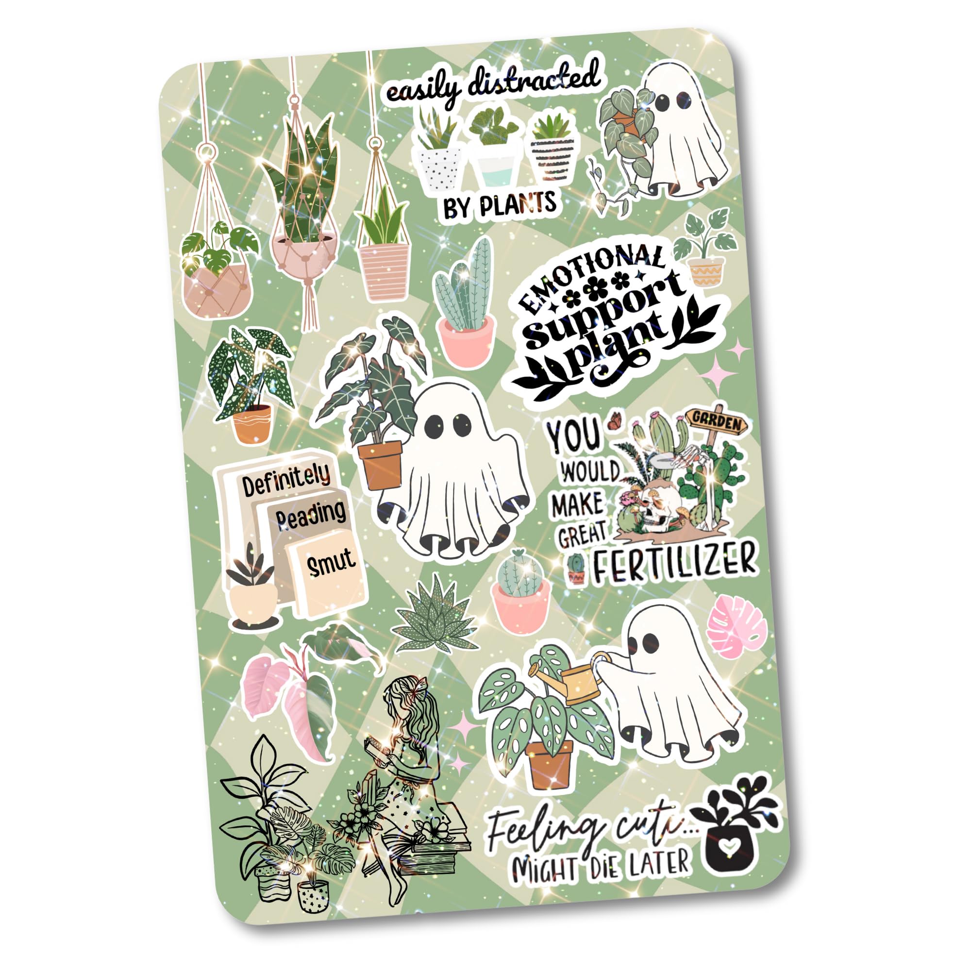 Clear Kindle Back Cover Insert for Kindle Paperwhite 11th Generation | Bookish E-Reader Case Insert with Agave Green Cardstock | BookTok Inspired Stickers | Perfect Gift for Book and Plant Lovers | Ideal for Reading, Travel & Book Club Meetings