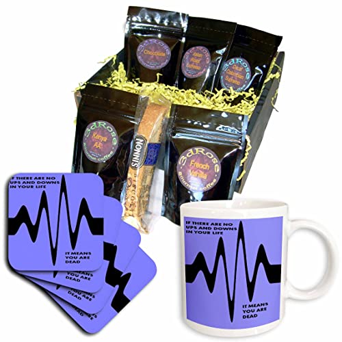 3dRose 'If There Are No Ups and Downs In Life You Are Dead' Inspirational Coffee Mug - Perfect Gift Basket for Coffee Lovers, Office Workers & Home Use - Great for Birthdays, Holidays & Daily Motivation