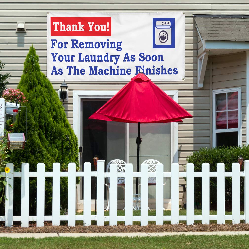 Durable Vinyl Banner - 60x144 Inches, Weatherproof & Industrial Grade with 10 Grommets - Perfect for Laundromats, Outdoor Yard Signs, Business Advertising & Thank You Displays