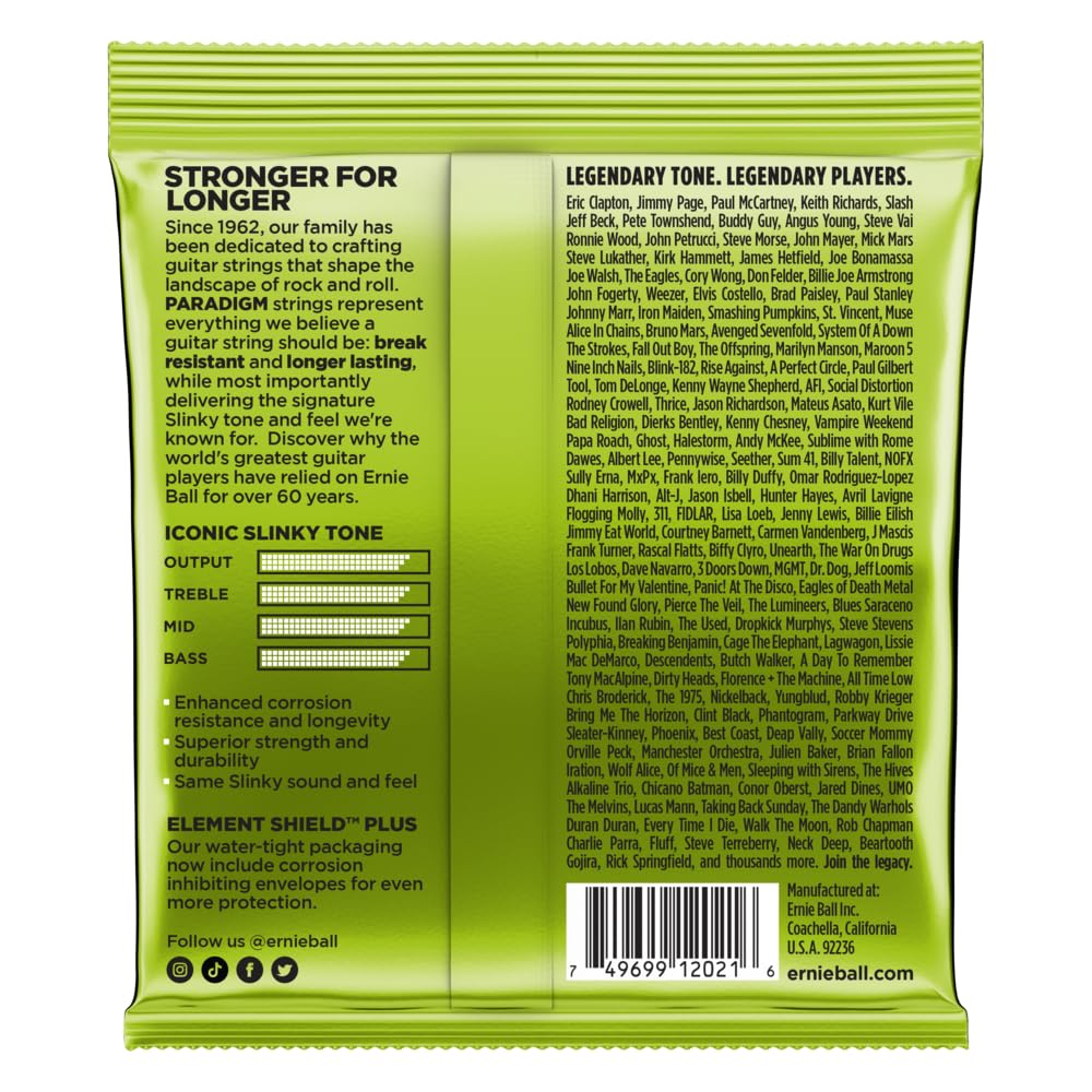 Ernie Ball Paradigm Regular Slinky 10-46 Gauge Electric Guitar Strings (P02021) | Durable Coating & Enhanced Tuning Stability for Rock, Blues & Metal Performances