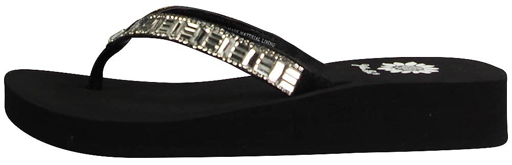 Yellow Box Women's Pleasant Flip Flop Thong Sandal - Clear Black Comfortable Beach Pool Slides 39009-10B(M) US for Summer Vacation & Casual Wear