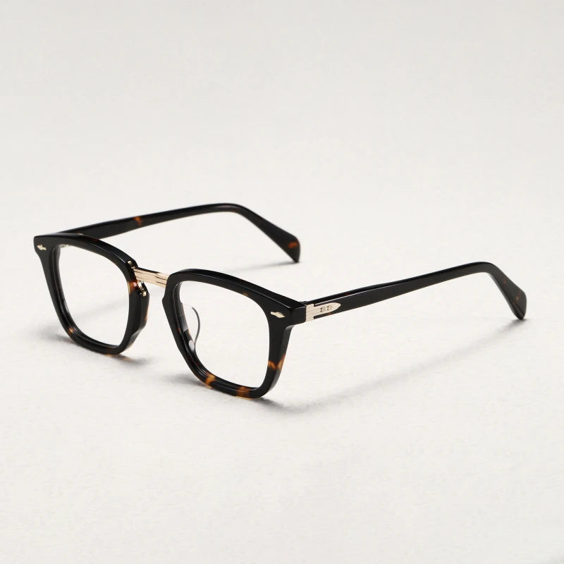 Stylish Unisex Black Square Acetate Eyeglasses with Alloy Frame - Trendy Full Rim Glasses for Men & Women - Perfect for Reading, Work, and Fashion Accessories