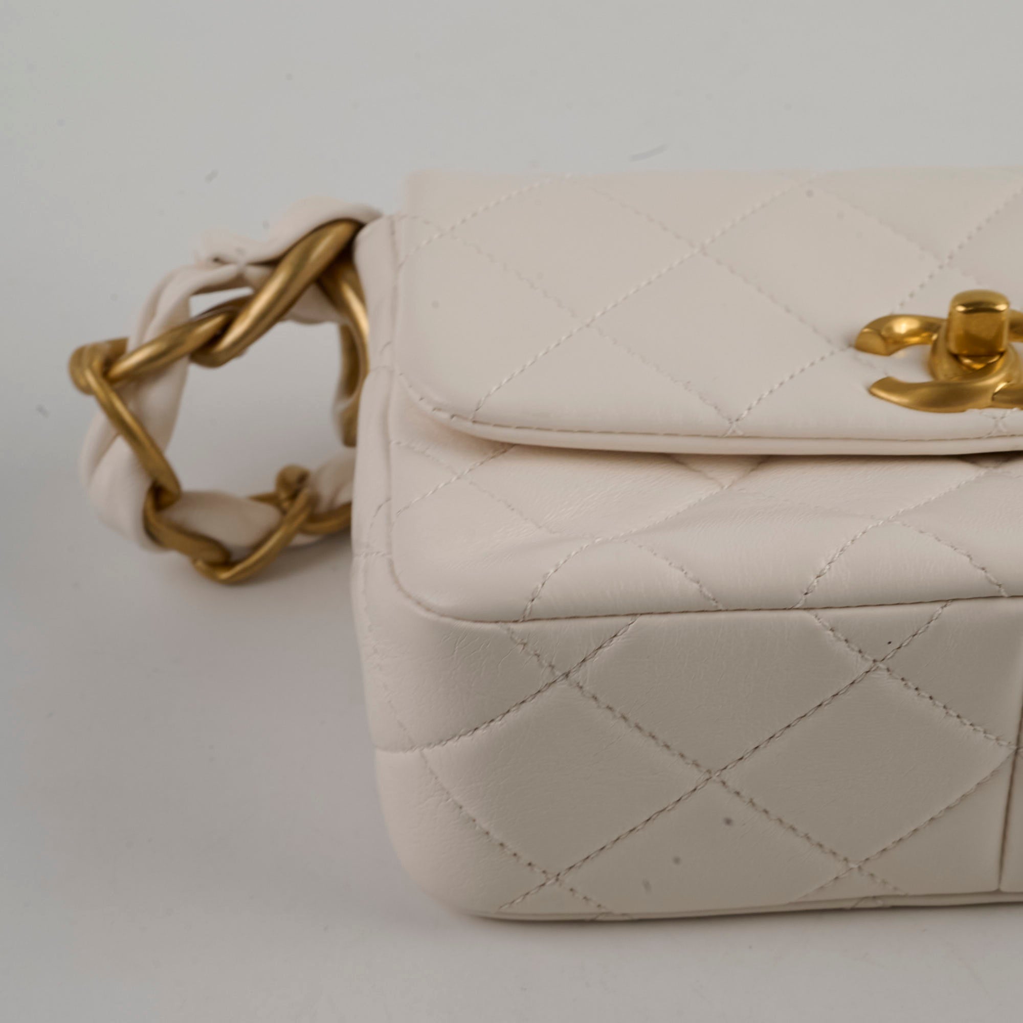 Chanel Seasonal Shoulder Bag White Microchip - Luxury Designer Handbag for Women, Perfect for Parties, Dating & Special Occasions