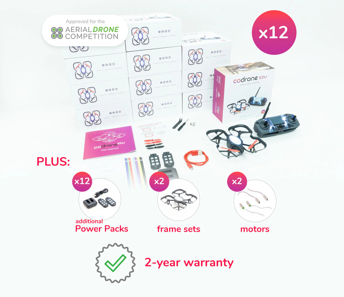 CoDrone EDU Programmable Drone Kit - STEM Learning Drone for Kids & Teens - Classroom 12 Pack Set for Coding Education & School STEM Projects
