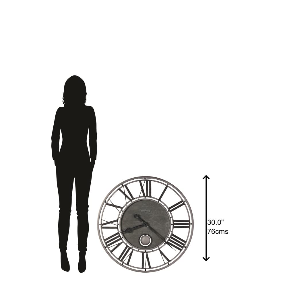 Howard Miller Marius 625-707 Wrought Iron Wall Clock - Aged Silver Finish, Open Frame Design with Pendulum, Quartz Movement - Perfect for Living Room, Bedroom & Office Décor