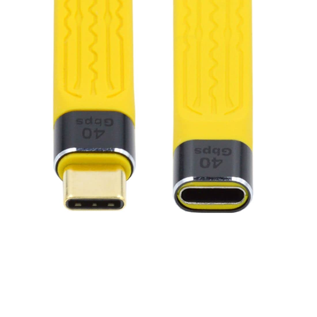 Chenyang USB C to USB C Cable 40Gbps - USB4 Extension Cable Slim Flat Male to Female with 100W Fast Charging & 8K@60Hz Video - Thunderbolt 3/4 Compatible (13cm, Yellow) - Perfect for MacBook, iPad Pro, Galaxy S23 & High-Speed Data Transfer