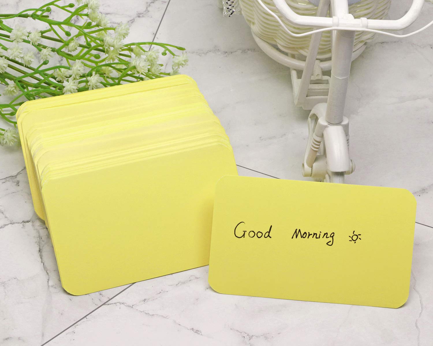 100 Pcs Mini Blank Gift Note Cards - Light Yellow DIY Craft Paper Cards for Business Messages, Wedding Favors, Party Invitations & Thank You Notes - Penta Angel