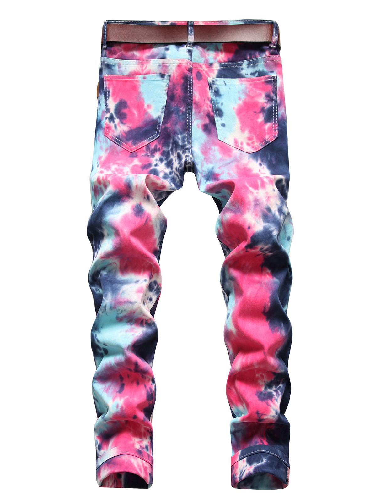 Stylish Men's Tie-Dye Print Denim Jeans - Trendy Colorful Casual Pants for Streetwear & Fashion Outfits
