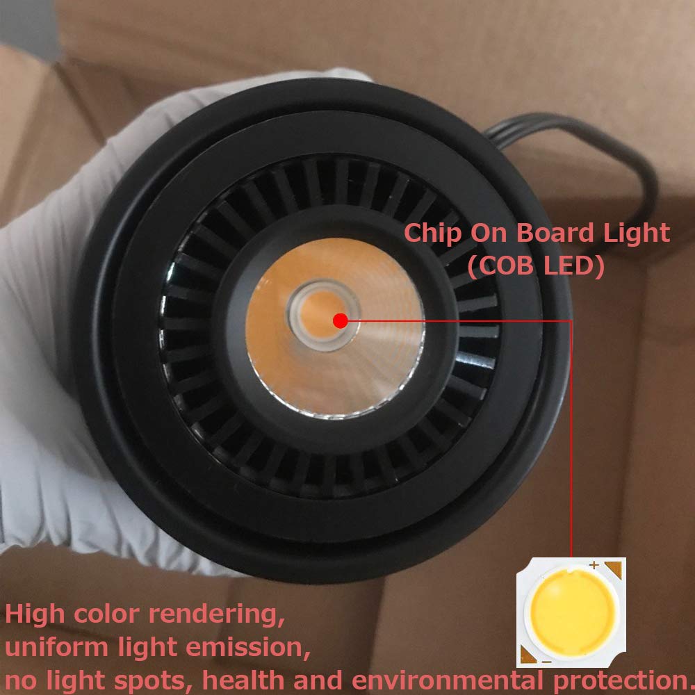 5W Dimmable COB LED Barrel Spotlight - Black Accent Uplight with 4.4ft On/Off Dimmer Switch & Rotating Head - Perfect for Gallery Lighting, Exhibition Displays, Loft Decor & Home Accent Lighting