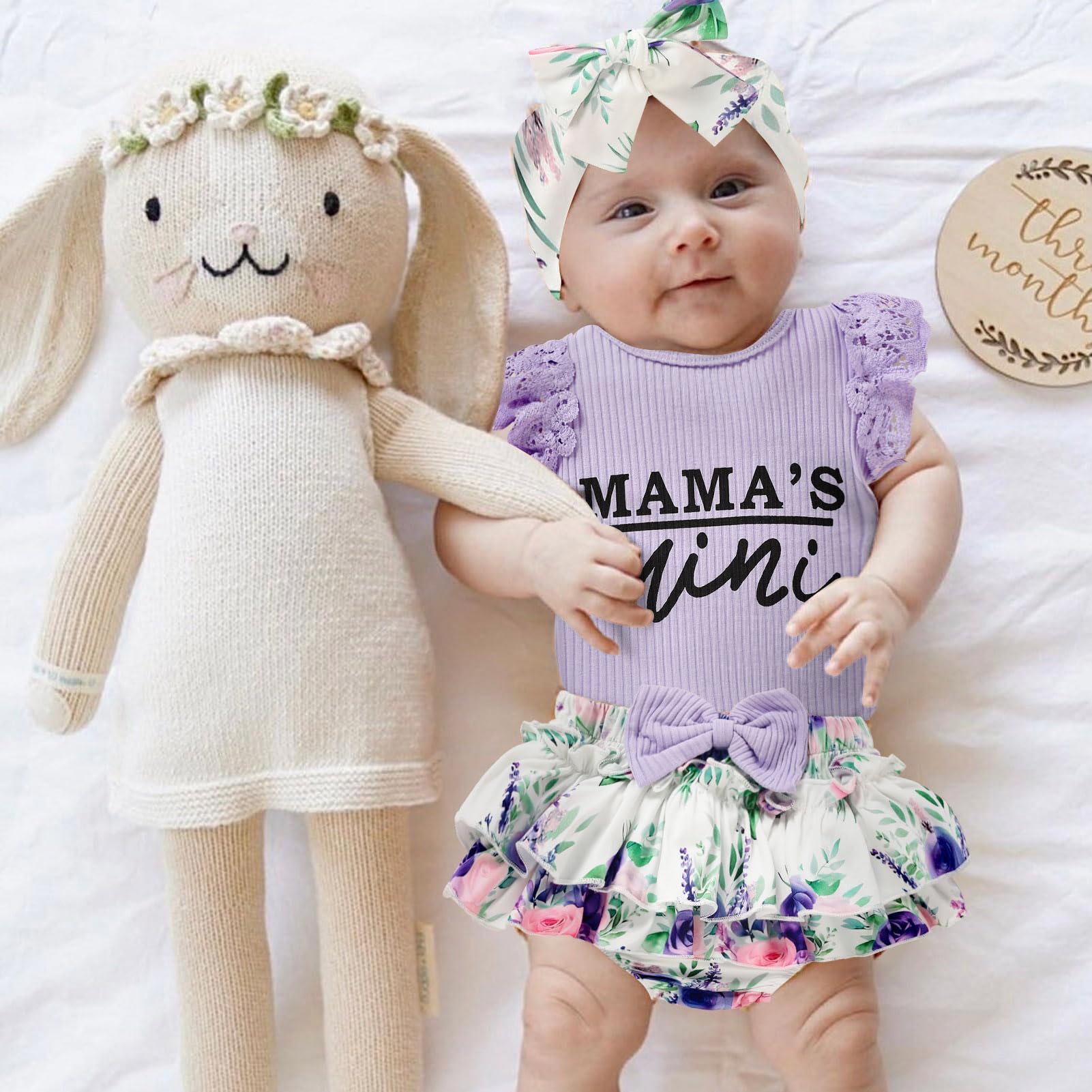 Newborn Baby Girl Clothes Set - Floral Ruffled Romper & Shorts Summer Outfit | Cute Infant Outfits for Photoshoots & Playtime