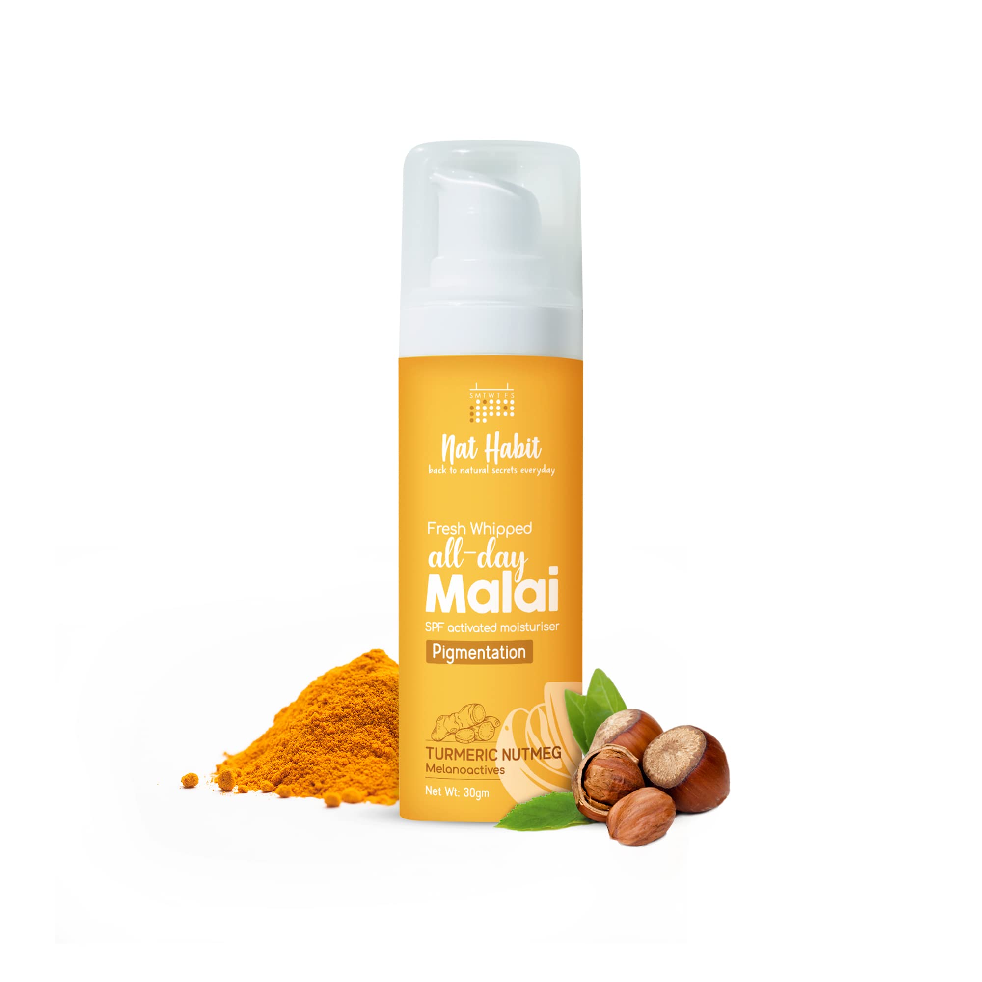 Nat Habit Turmeric & Nutmeg Face Cream for Glowing Skin - Reduces Pigmentation & Brightens Complexion (30g) - Perfect for Daily Skincare & Dark Spot Treatment