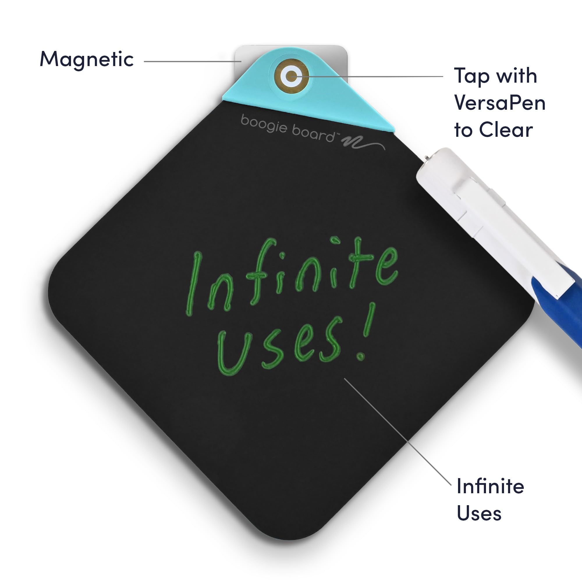Boogie Board VersaNotes Starter Pack - Reusable 3-Pack 4x4 Dry-Erase Boards with Magnetic Mounting Plates & VersaPen - Eco-Friendly Sticky Note Alternative for Home, Office & Classroom - Perfect for To-Do Lists, Brainstorming & Memo Boards