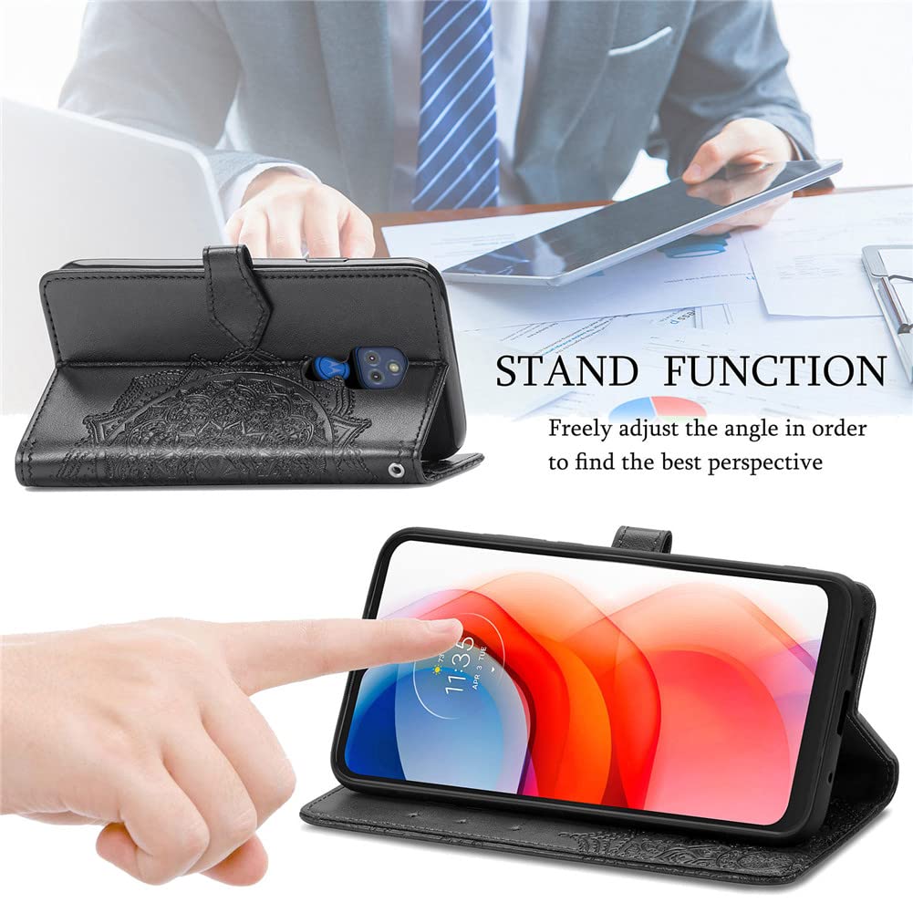 Moto G Play 2021 Leather Wallet Case - Magnetic Flip Cover with Card Slots & Stand for Daily Use