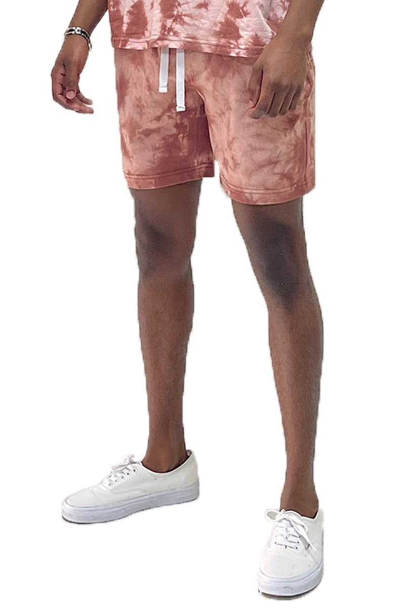 WEIV GEAR Men's Tie Dye Casual Shorts with Drawstring Elastic Waist - Breathable Workout Gym Running Activewear Beach Pants with Side Pockets | Perfect for Summer, Travel, Yoga & Outdoor Activities