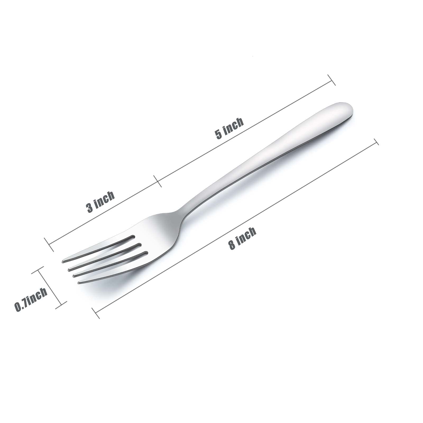 24-Piece Stainless Steel Dinner Forks Set - 8 Inch Mirror Polished Food Grade Flatware - Dishwasher Safe Silverware for Home, Restaurant & Kitchen Use - Perfect for Dining, Parties & Catering Events