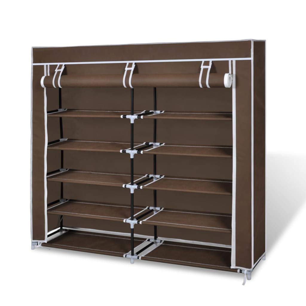5-Tier Portable Shoe Rack Organizer with Dust Cover - Space Saving Closet Storage for 20-25 Pairs of Shoes - Sturdy Polyethylene Fabric Shoe Tower (45