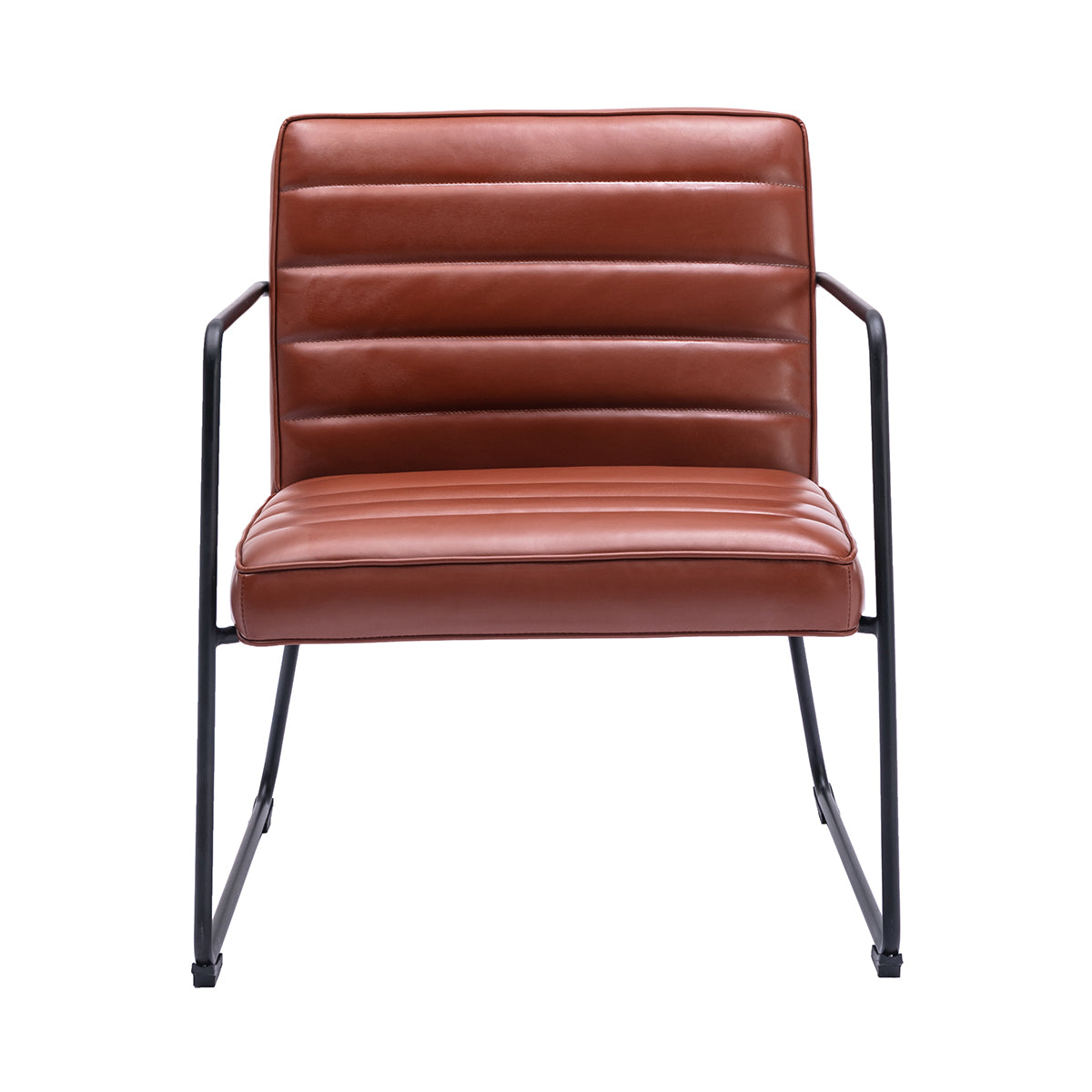 Premium Felix Leatherette Armchair - Modern PU Leather Lounge Chair for Living Room, Office & Study - Comfortable Mid-Century Style Accent Chair with Sturdy Metal Legs