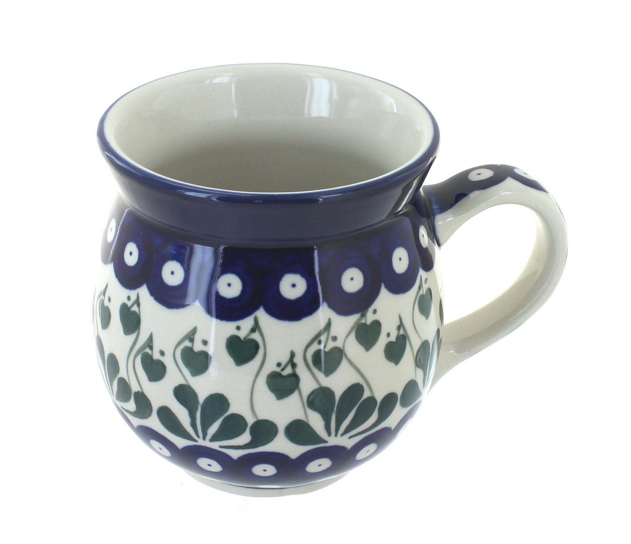 Handmade Blue Rose Polish Pottery Alyce Bubble Mug - Traditional Ceramic Coffee Cup for Tea & Hot Drinks - Perfect Gift for Home, Office & Cafe Use