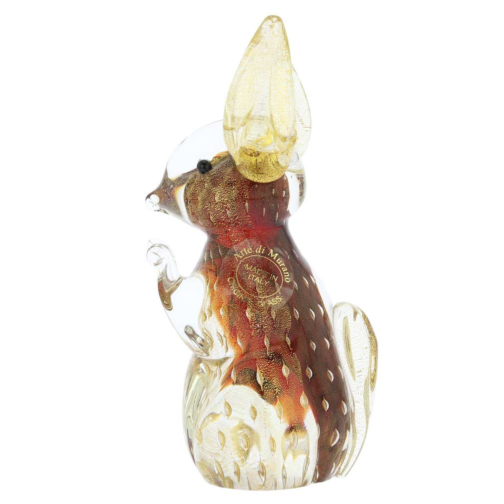 Authentic Murano Glass Bullicante Rabbit Figurine - Handcrafted in Venice, Italy - Vibrant Red Art Collectible | Perfect for Home Decor, Gift Giving & Italian Glass Art Enthusiasts