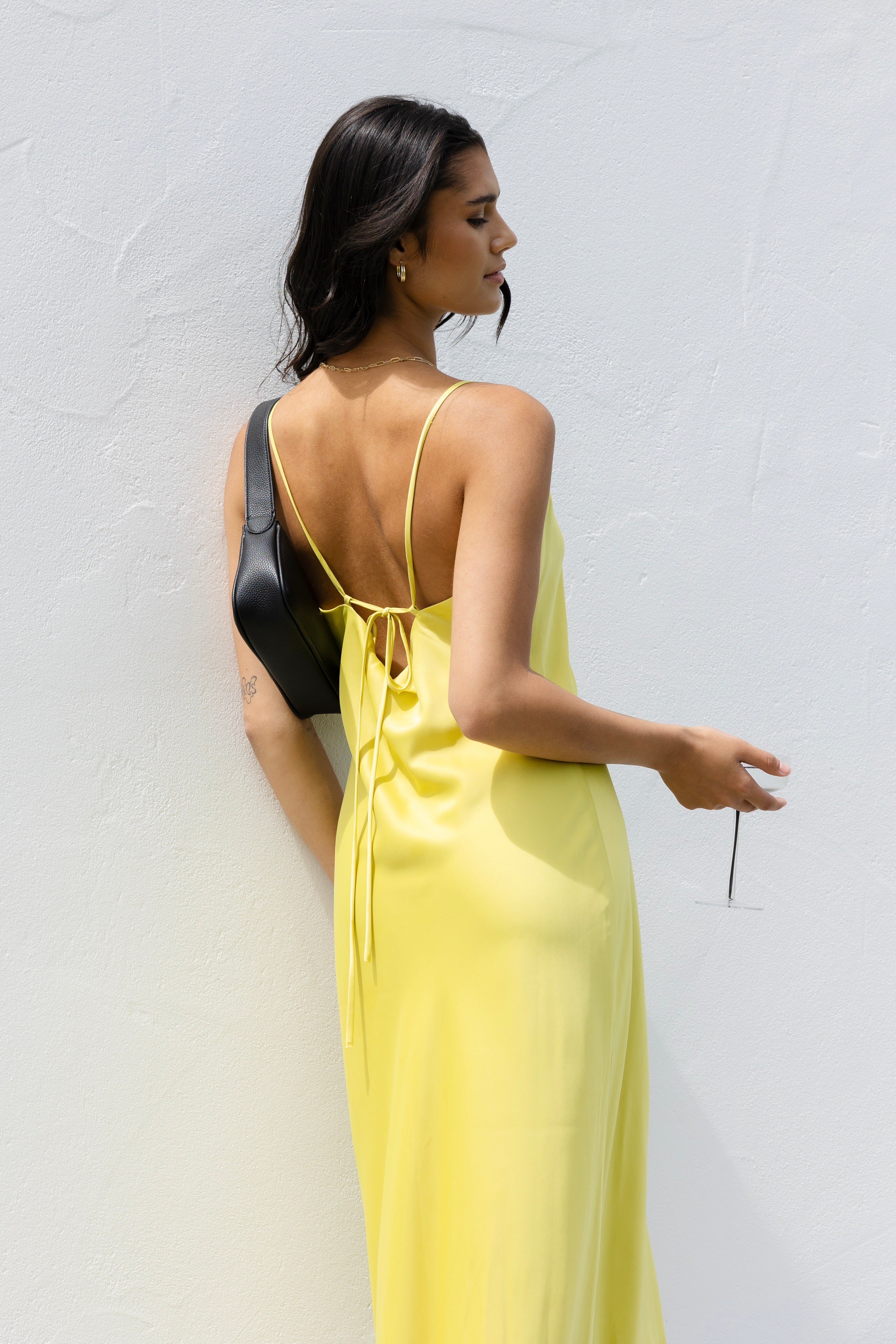Sovereign Citron Strappy Maxi Dress - Flowy Summer Beach Dress for Women, Boho Chic Long Dress with Side Slit, Perfect for Vacations, Weddings & Outdoor Parties