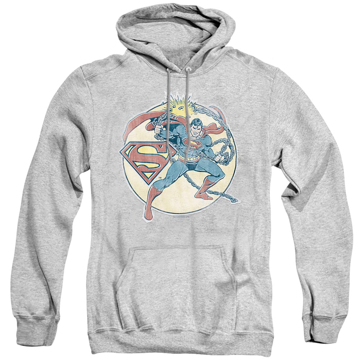 Retro Superman Iron On Unisex Hoodie for Adults - Pullover Sweatshirt for Casual Wear, Cosplay, and Superhero Fans