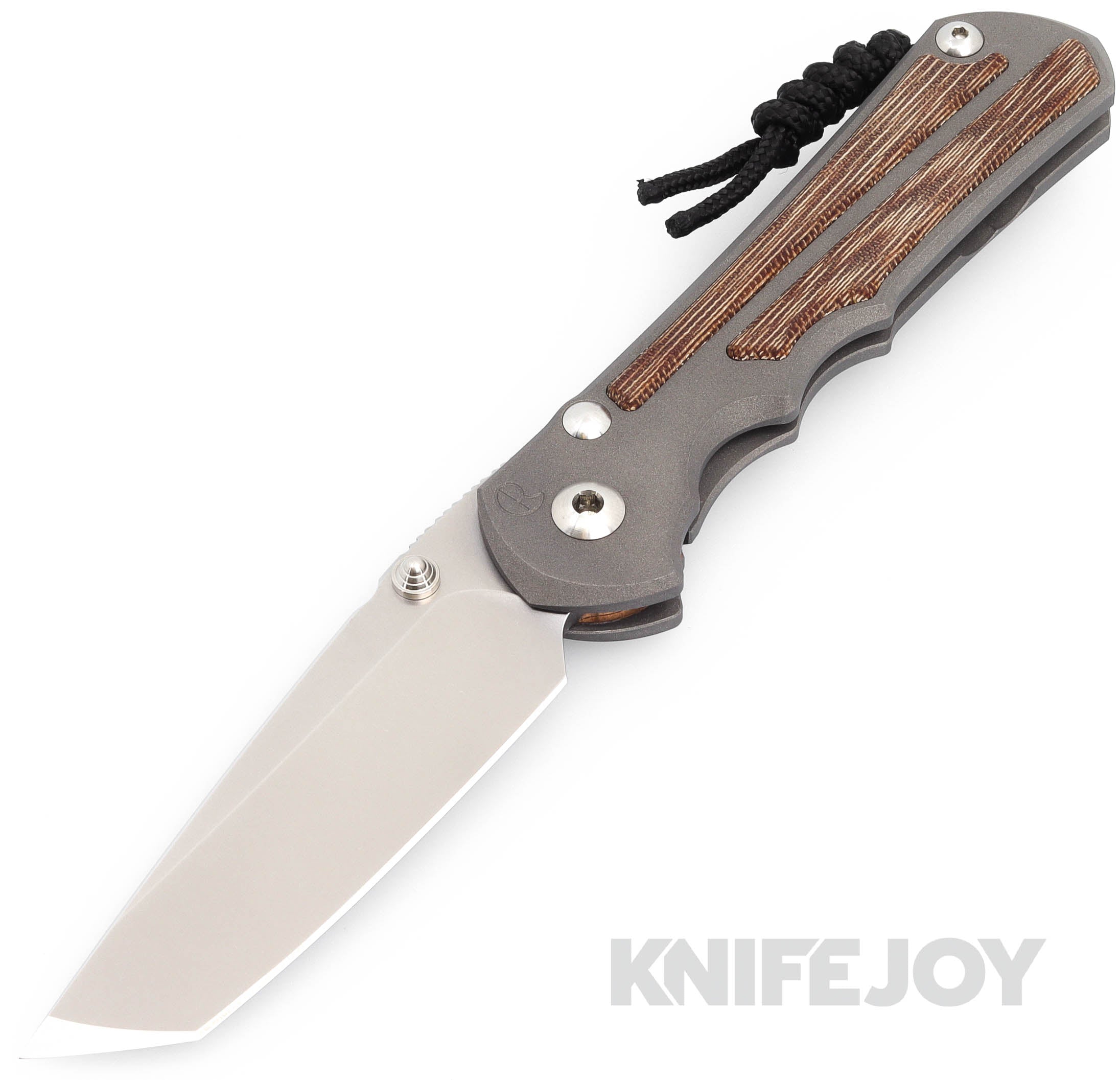 Chris Reeve Large Inkosi Magnacut Tanto Folding Knife - Plain Blade with Natural Canvas Micarta Inlay & Titanium Handles | EDC, Outdoor Survival, Hunting, Camping Gear