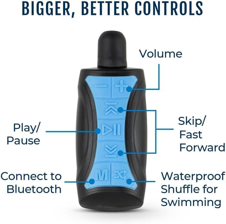 H2O Audio Stream 3 PRO & Surge S+ Waterproof Bluetooth Earbuds - Multi-Sport MP3 Music Player for Swimming, Running, Cycling - Includes Playlist+ App - Perfect for Pool Workouts & Outdoor Activities - Blue