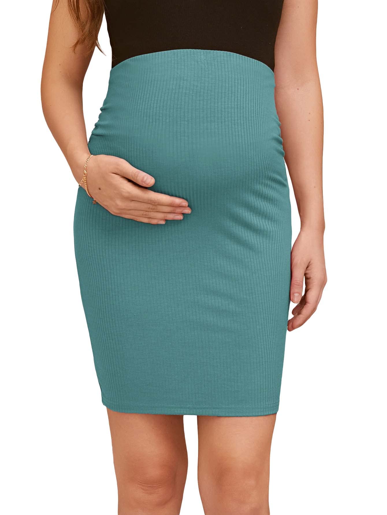 Floerns Women's High Waisted Stretchy Tummy Control Bodycon Maternity Pencil Skirt - Slim Fit Solid Color Work Office Dress Skirt for Pregnancy & Nursing Moms