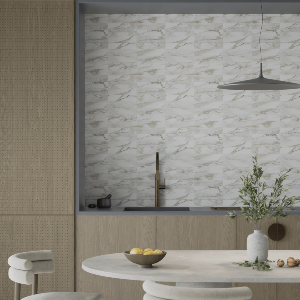3 X 12 Inch Artisan Raffino Calacatta Matte Pressed Glazed Ceramic Tile - Premium Wall & Floor Tile for Kitchen Backsplash, Bathroom, and Shower Installation
