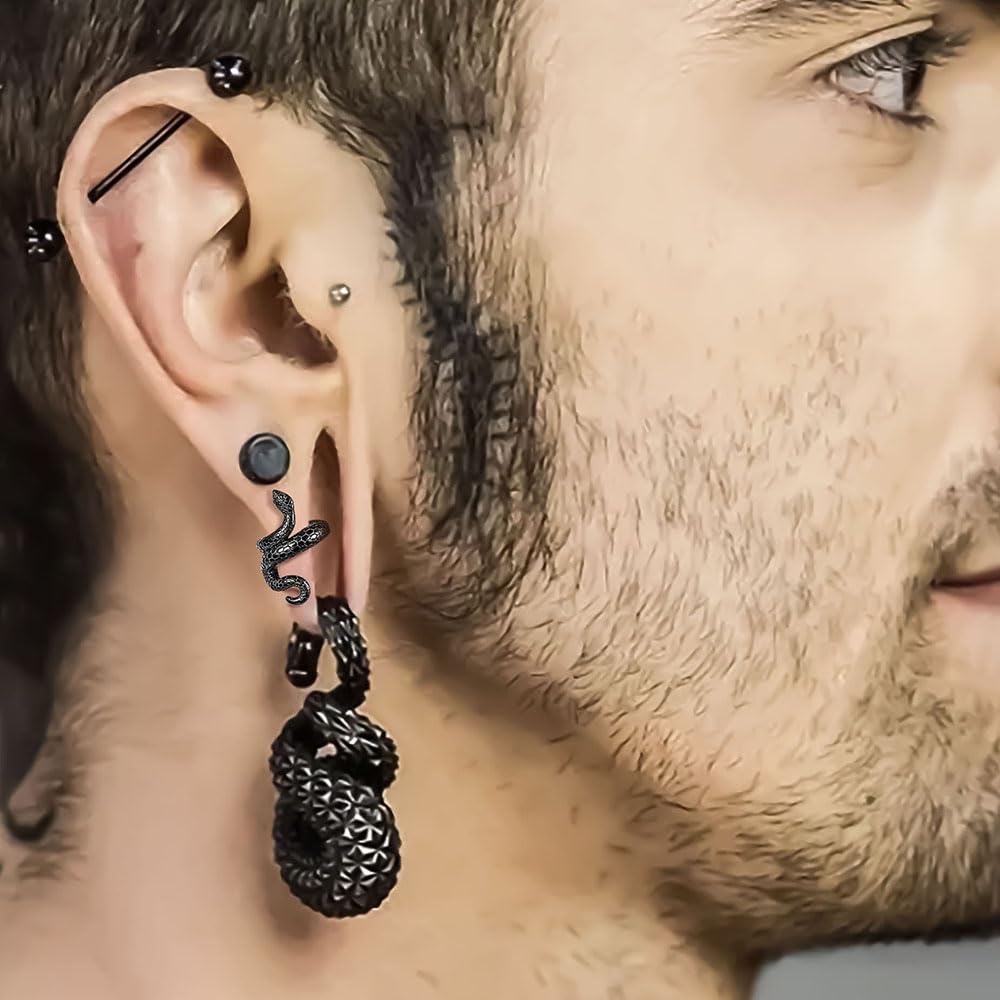 2 PCS Snake Ear Weights Lobes Clip Plugs Gauges - Hypoallergenic 316L Stainless Steel Body Jewelry for Men & Women | Perfect for Stretching, Piercing, and Everyday Fashion Accessories