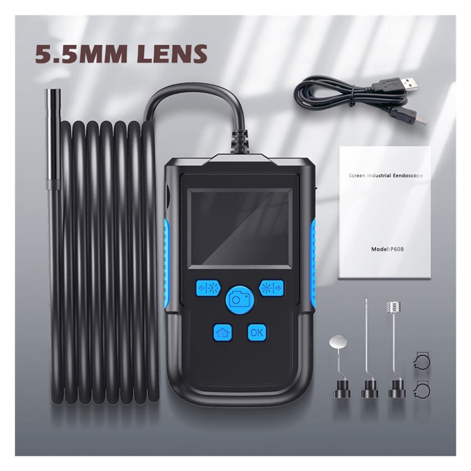 P60 Industrial Endoscope Camera - 8mm/5.5mm Lens, 2.4