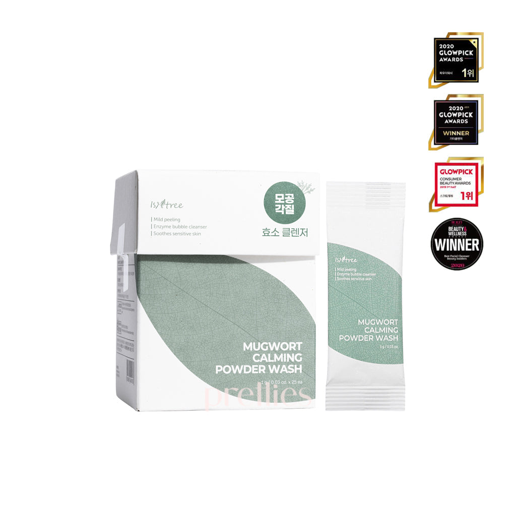 Isntree Mugwort Calming Powder Wash - 1g x 25pcs | Korean Skincare for Sensitive Skin | Gentle Exfoliating & Soothing Face Cleanser - Perfect for Travel & Daily Skincare Routine