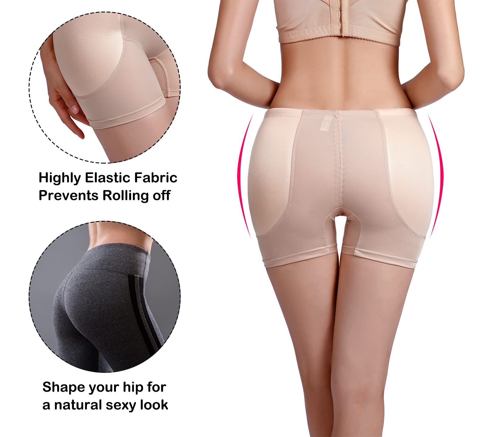 FEOYA Women's Seamless Shapewear Panties with Removable Pads - Butt Lifter & Hip Enhancer Underwear Shaper Shorts for Tummy Control (XS-3XL) | Perfect for Body Shaping, Special Occasions & Everyday Comfort