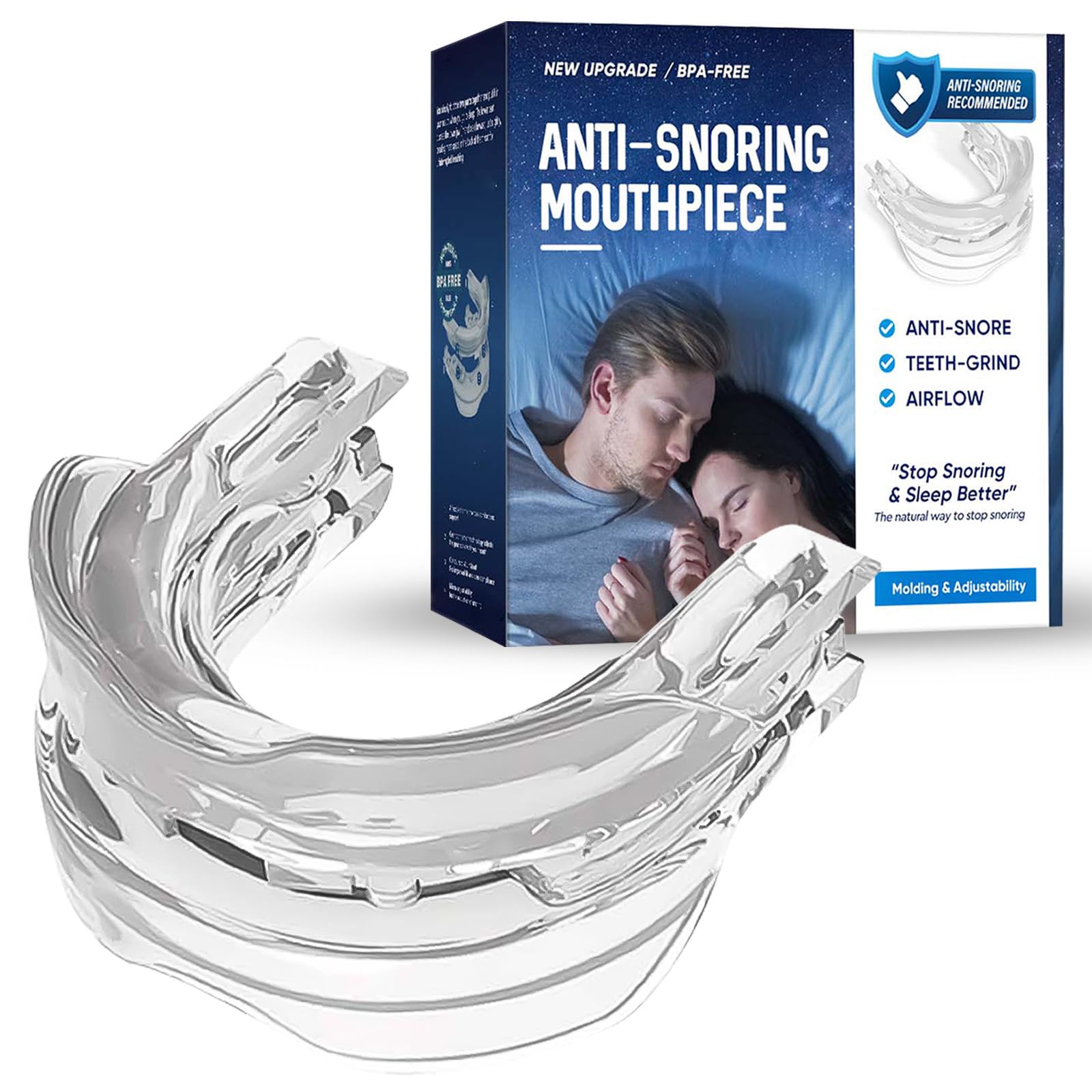 Anti Snoring Mouthpiece for Men & Women - Stop Snoring & Teeth Grinding with Comfortable Bite Splint | Safe, Effective Nighttime Solution for Better Sleep & Oral Health | Perfect for Travel & Home Use