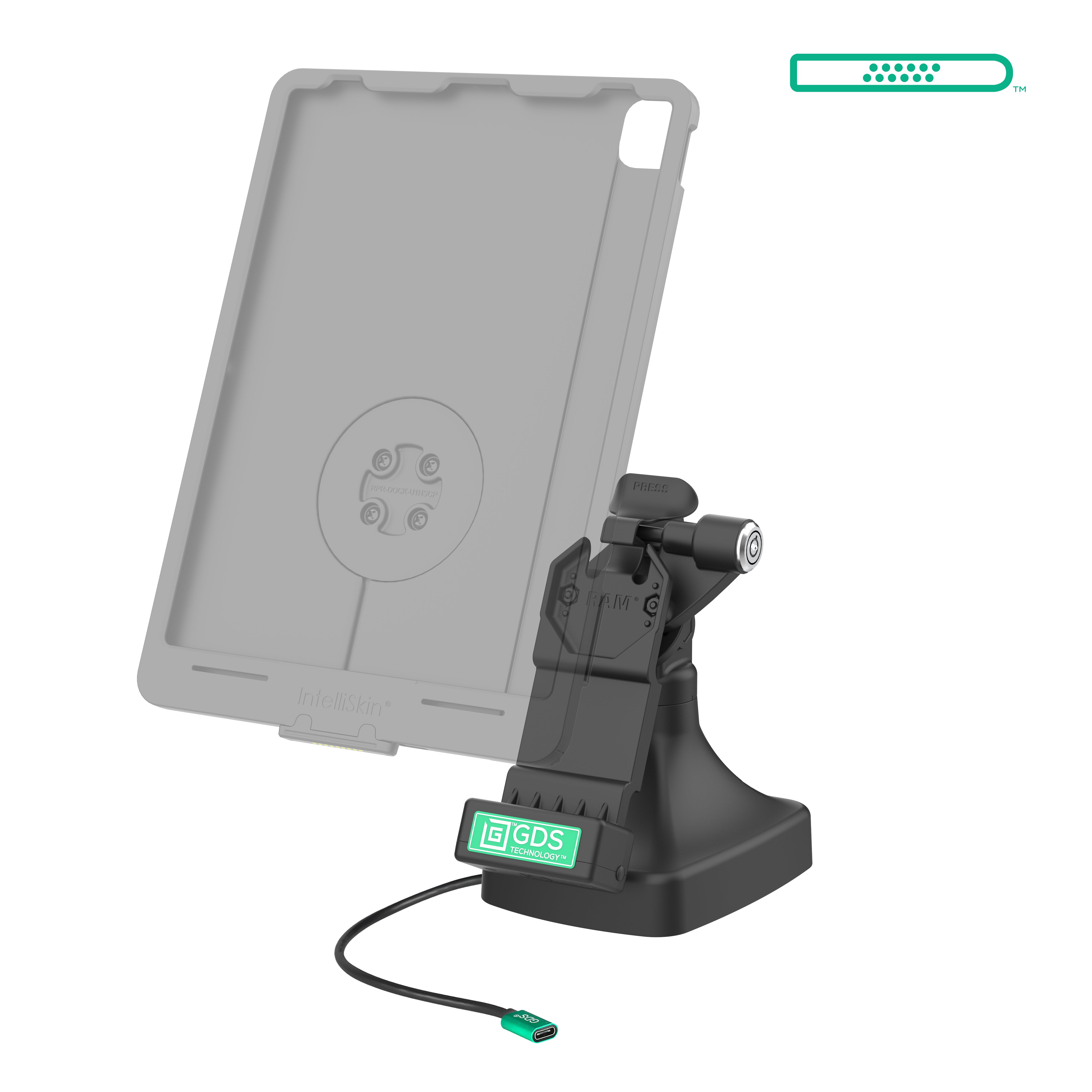 GDS® Uni Conn™ Locking Tilt & Swivel Dock with USB C + Data Port for Laptop & Tablet | RAM GDS DOCKLR D14 U1C 2A | Perfect for Home Office & Remote Work Setup
