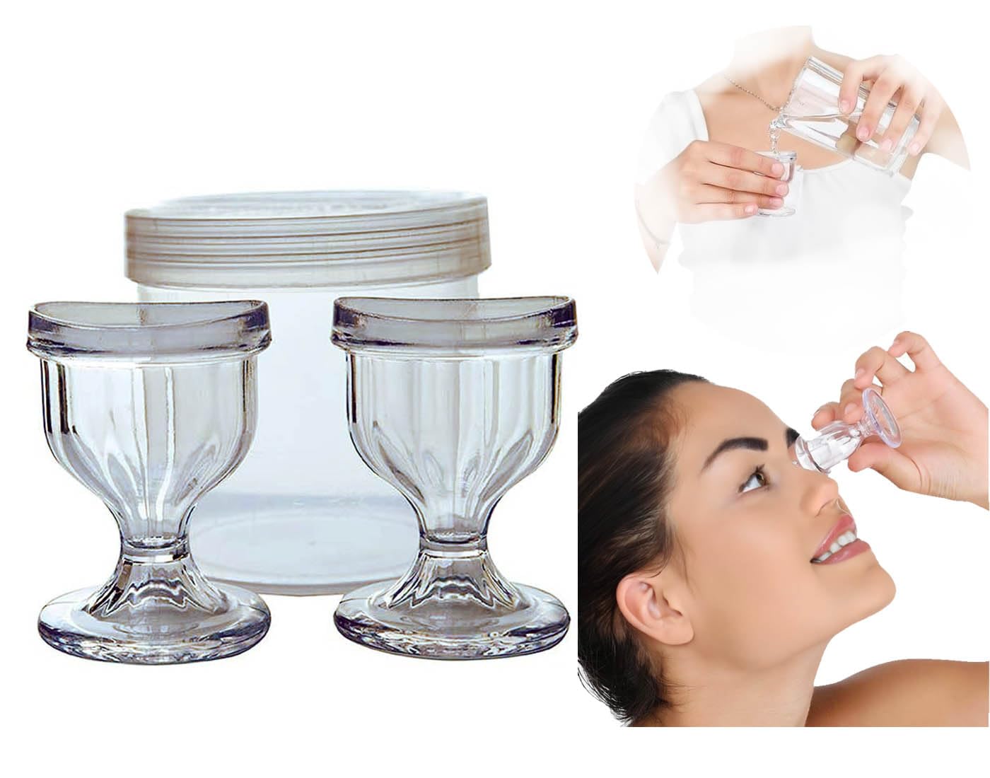 Transparent Eye Wash Cup Set of 2 - Eye Rinse & Cleansing Kit for Dust, Makeup & Irritant Removal | Perfect for First Aid, Contact Lens Wearers & Post-Makeup Cleaning