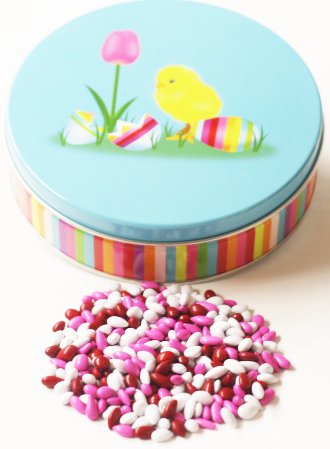 Scott's Cakes Valentine Mix Chocolate Covered Sunflower Seeds in Mini Easter Chick Tin - Perfect for Valentine's Gifts, Easter Treats & Party Favors