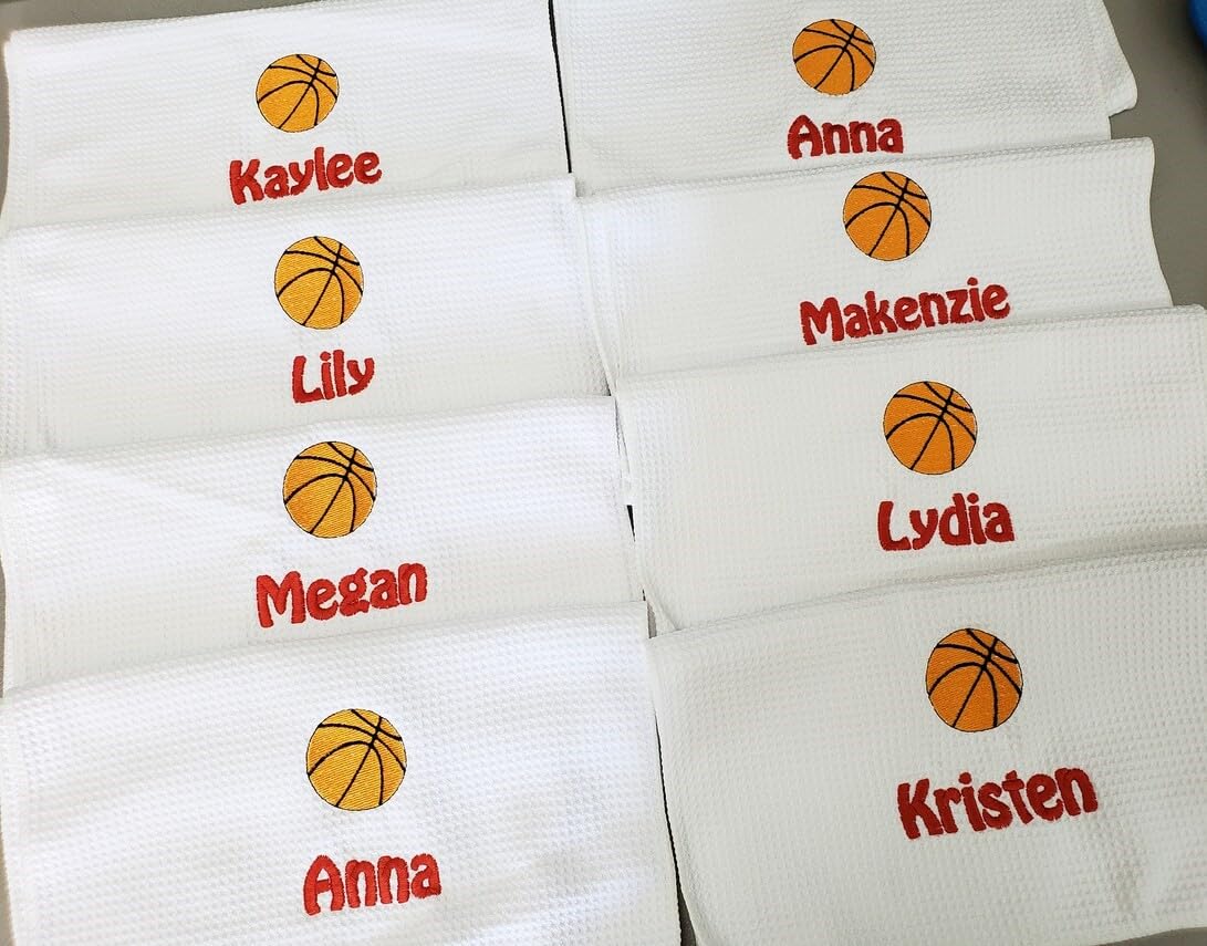 Personalized Basketball Workout Towel - Custom Embroidered Name & Monogram - Premium Waffle Microfiber Gym Towel - Ideal for Basketball Training, Gym Workouts & Sports Gifts
