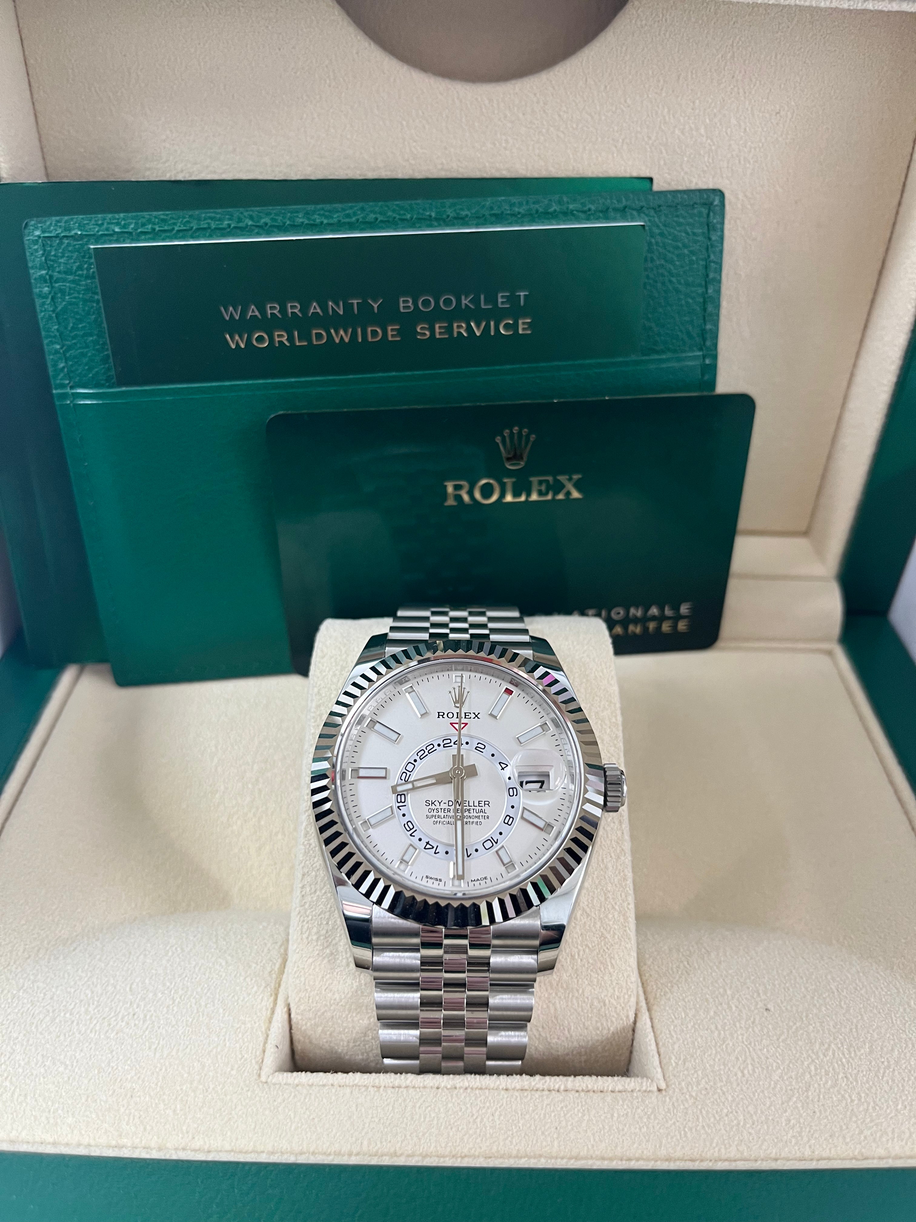 Rolex Sky Dweller 326934 - White Rolesor Watch with White Index Dial & Jubilee Bracelet | Luxury Men's Dress Watch for Business, Travel & Special Occasions