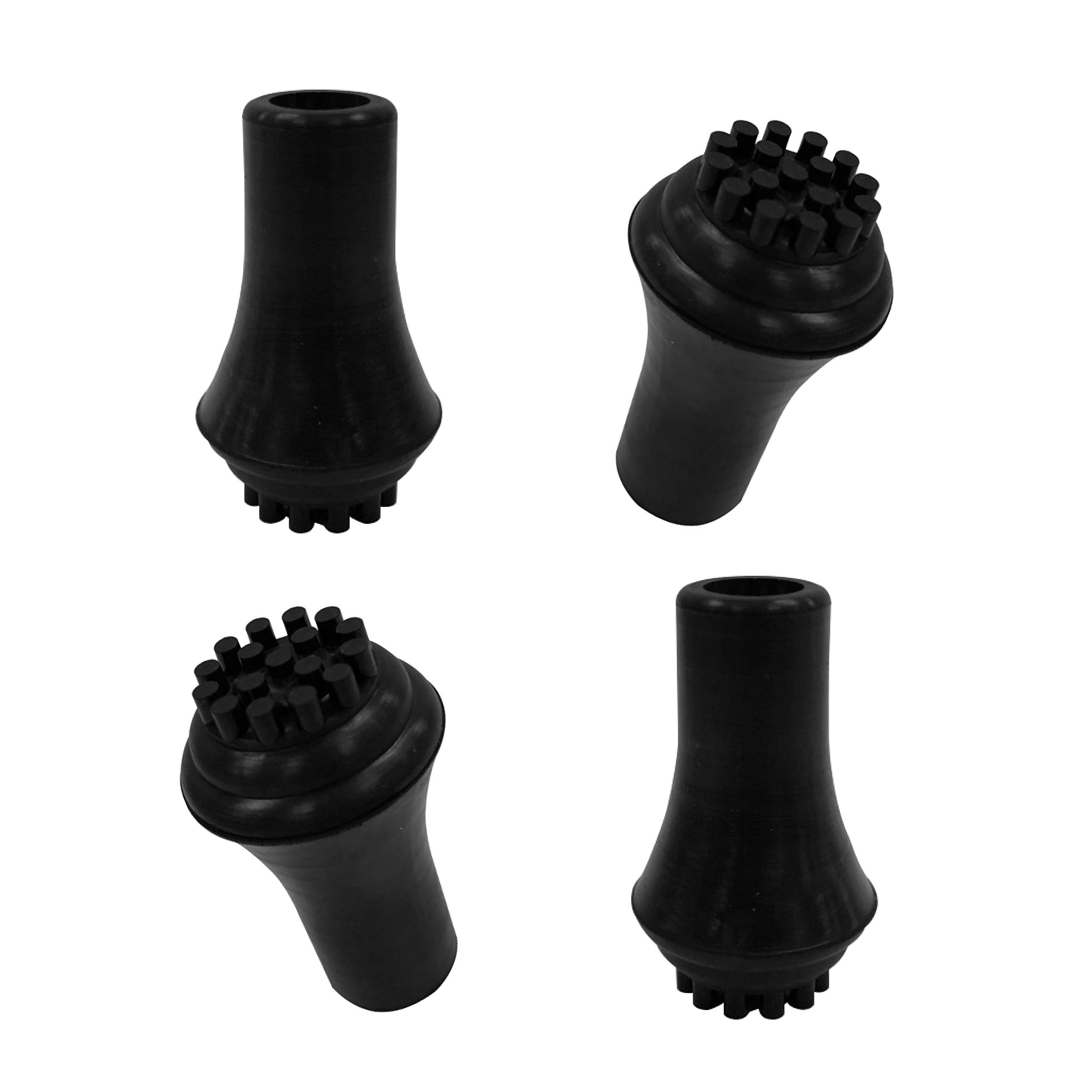 Replacement Trekking Pole Tips - 3/8 Inch Hiking Pole Protectors for Most Standard Walking Sticks | Durable Black Rubber Tips (4-Pack) by RIANT WHEEL | Perfect for Mountain Hiking, Backpacking & Outdoor Adventures