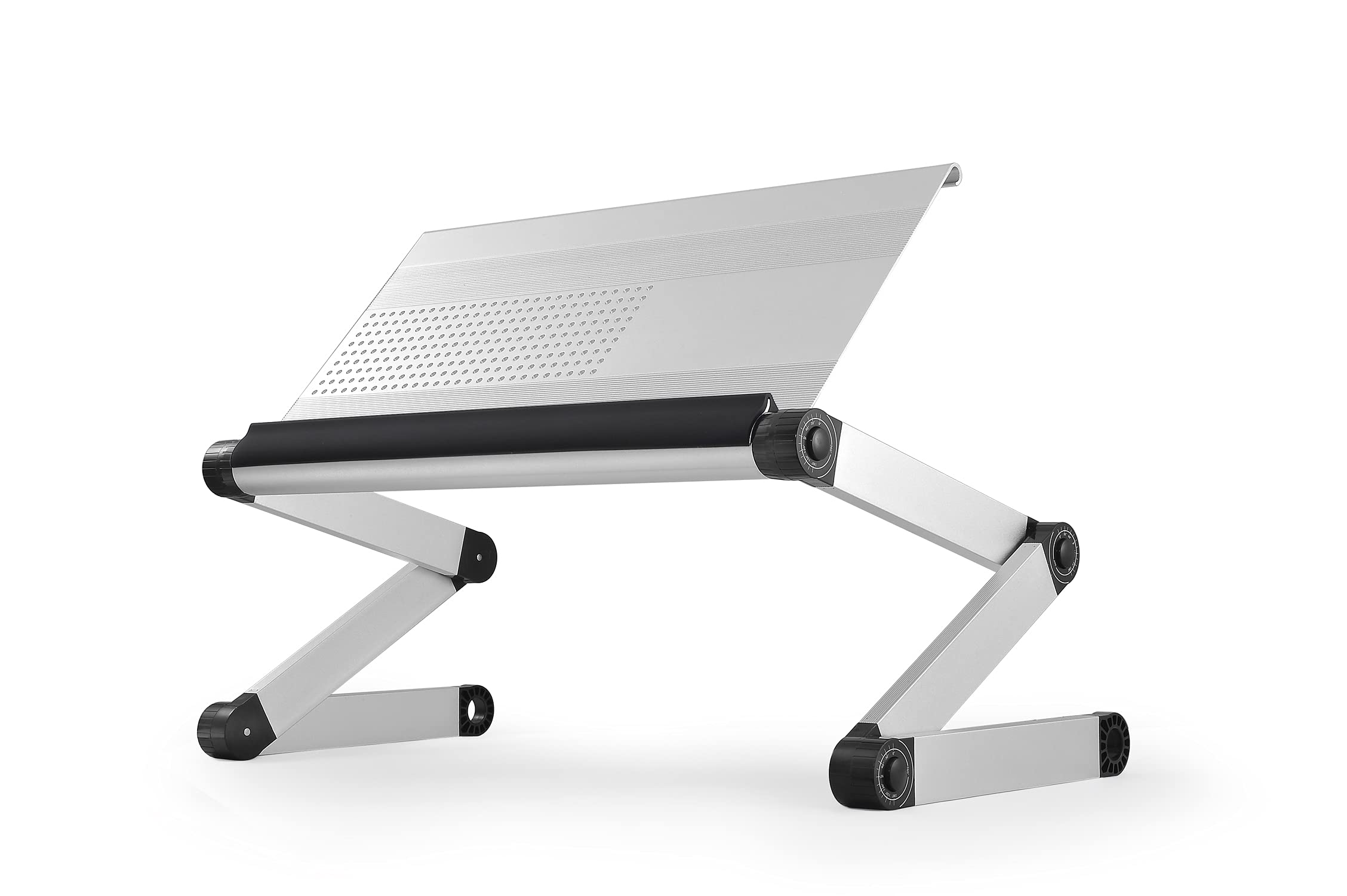 Uncaged Ergonomics WorkEZ Executive Adjustable Laptop Stand - Foldable Aluminum Computer Riser with Cooling, Height-Adjustable Notebook Holder for Desk, Silver - Perfect for Home Office and Workspace