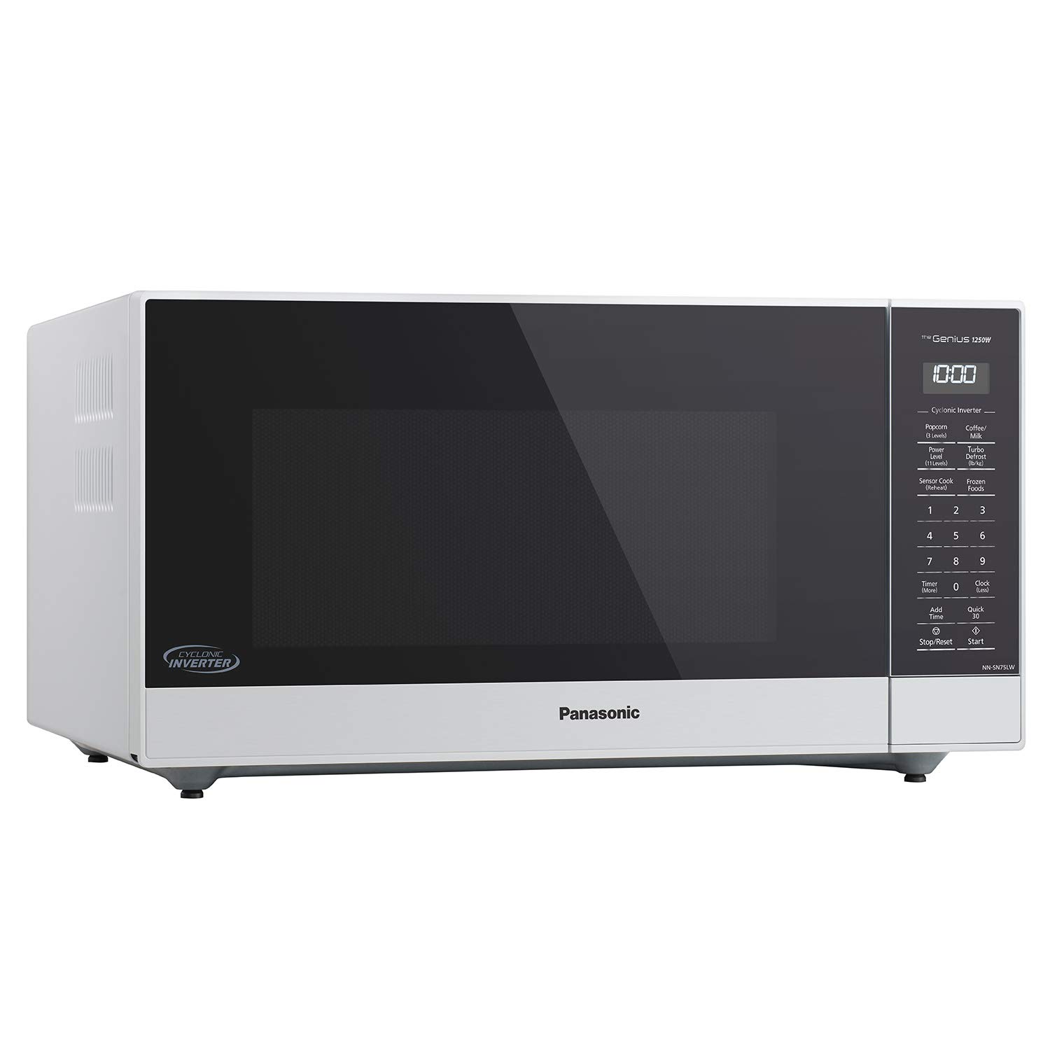 Panasonic NN-SN75LW 1.6 cu.ft 1250W Countertop Microwave Oven with Cyclonic Inverter & Genius Sensor Cooking - White | Compact Space-Saving Design for Small Kitchens, Dorms & Offices