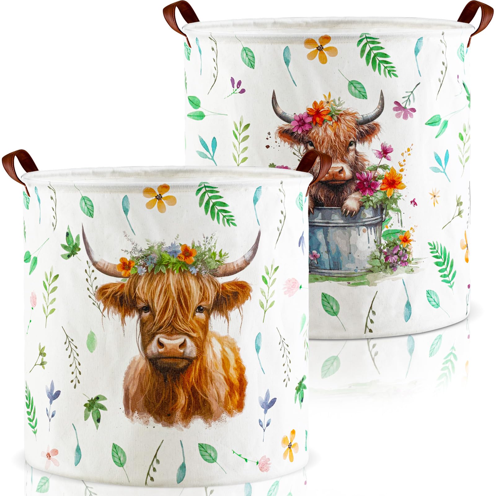 2-Pack Highland Cow Storage Baskets - 17.3