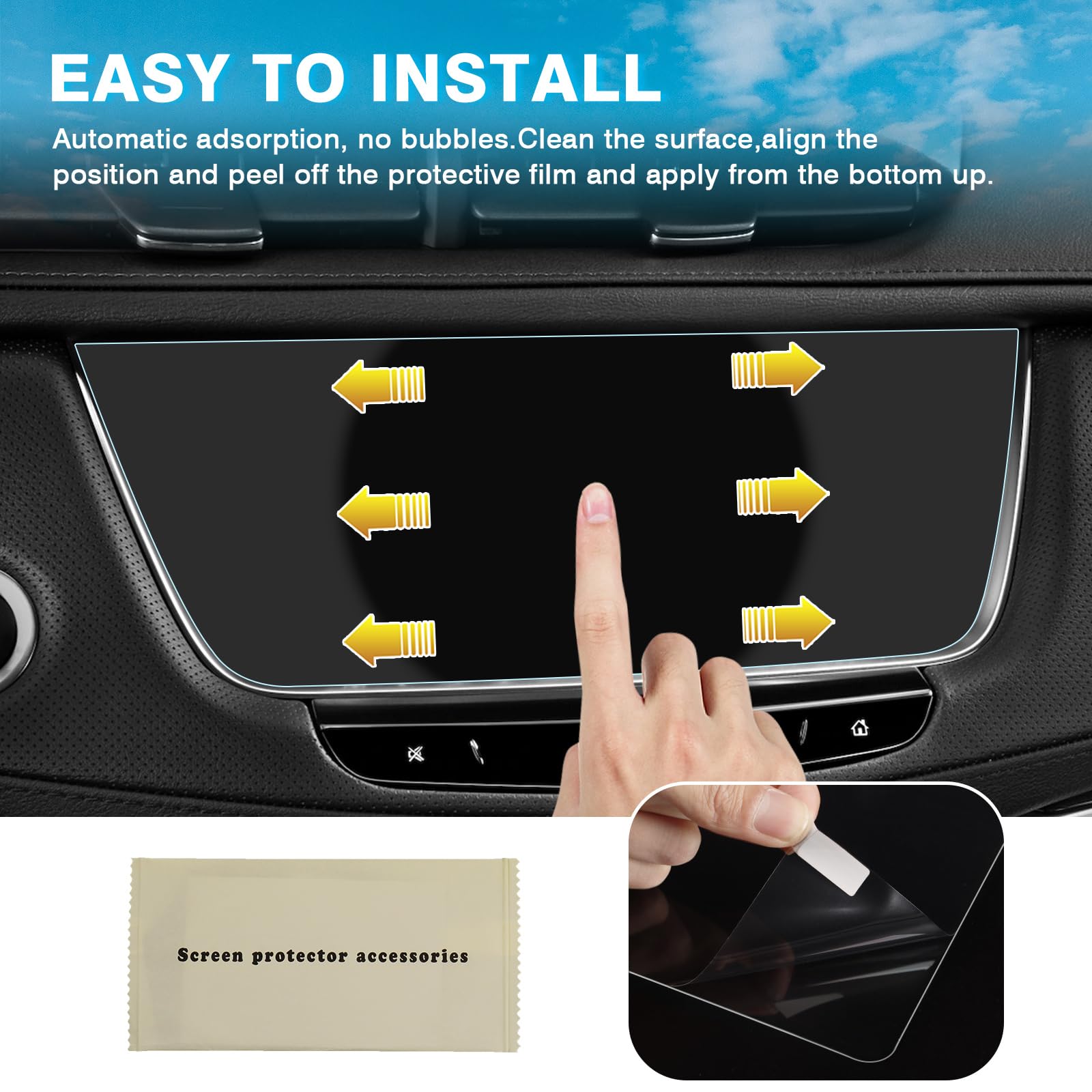 2 Pack Tempered Glass Screen Protector for 2017-2025 Cadillac XT5 & 2020-2025 XT6 - 8