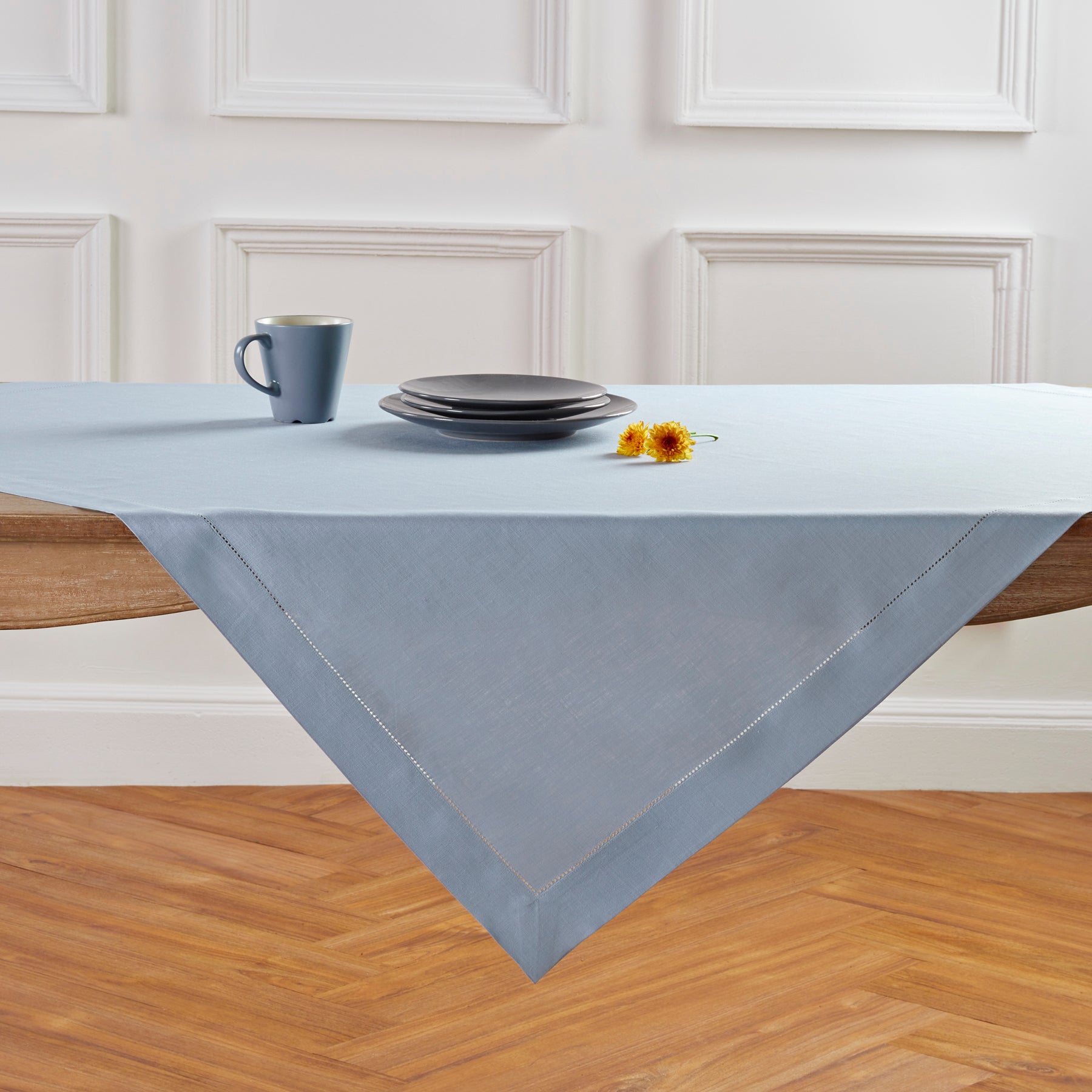 Classic Hemstitch Table Throw - Elegant Linen Table Runner for Dining Room Decor, Wedding & Holiday Table Settings